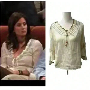 ASO Monica Geller Friends Vintage Cleo Rare Peasant Blouse